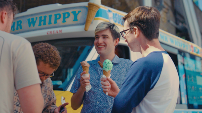 DMS staff enjoying an ice cream in the sun