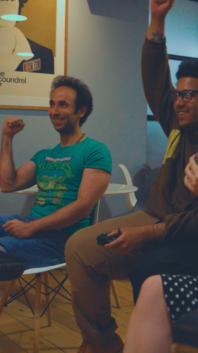 DMS staff celebrating their win on Games Night
