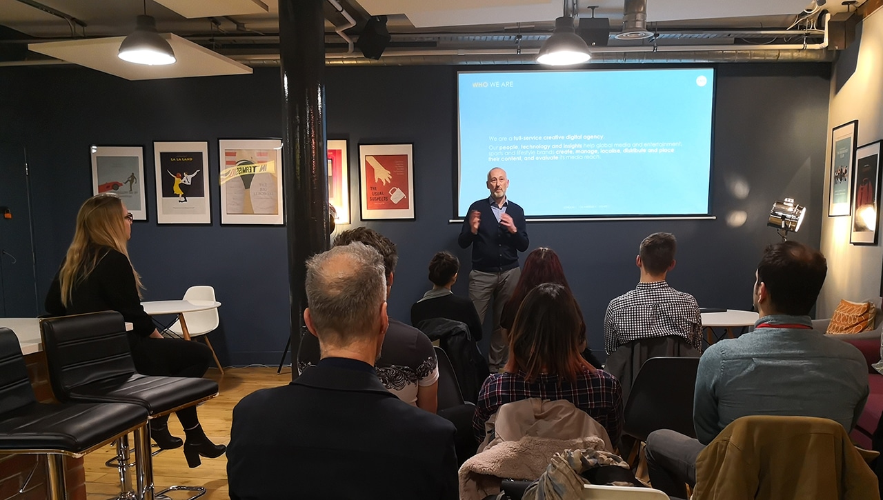 Head of Operations Neil giving students speech on DMS Academy Scheme