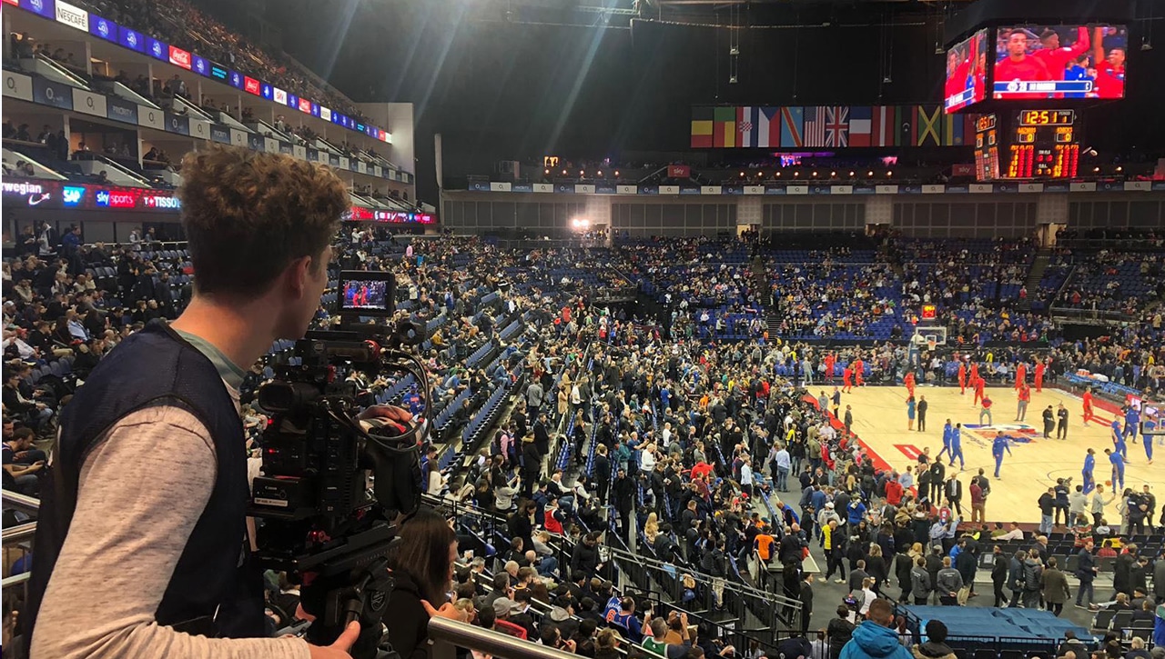 DMS filming an NBA basketball game