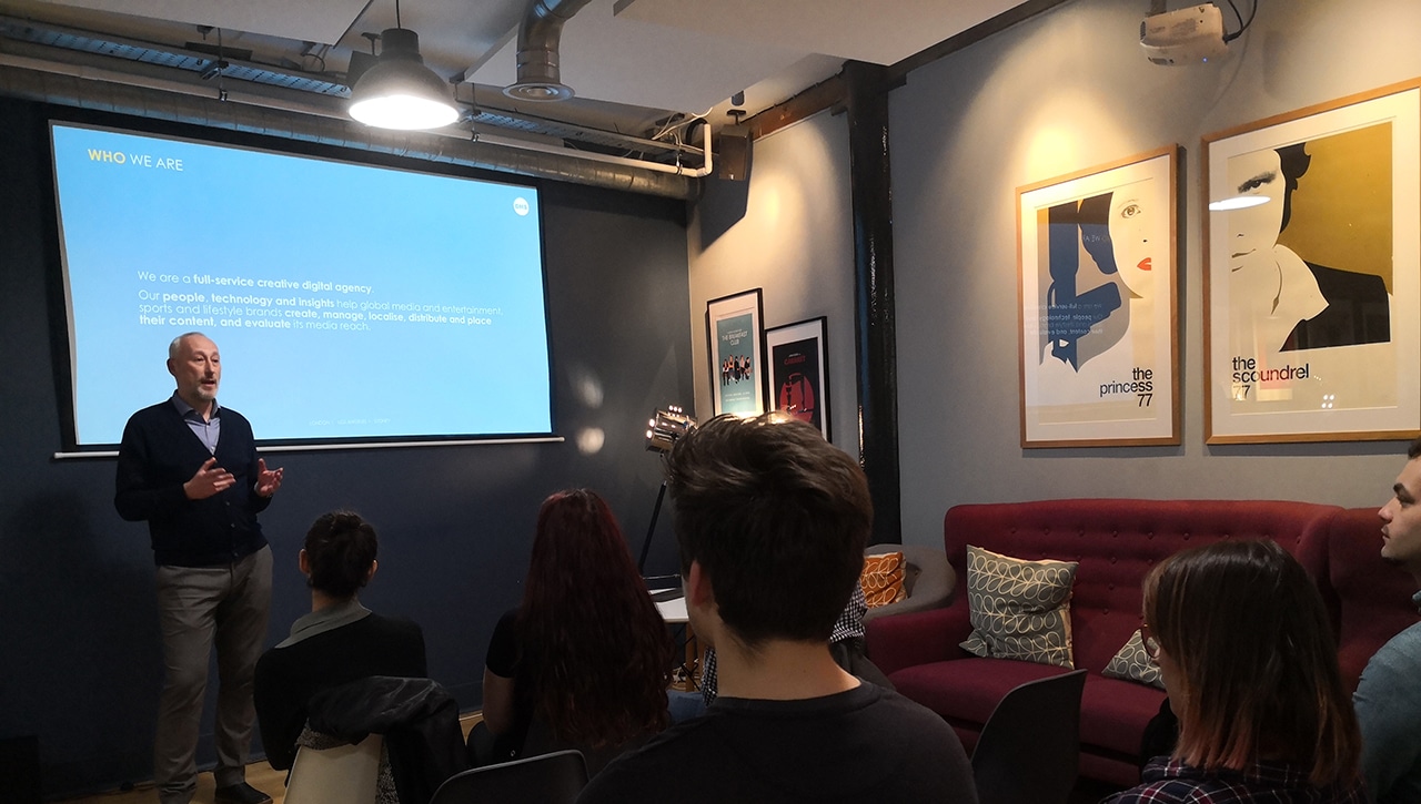 Head of Operations Neil giving students speech on DMS Academy Scheme
