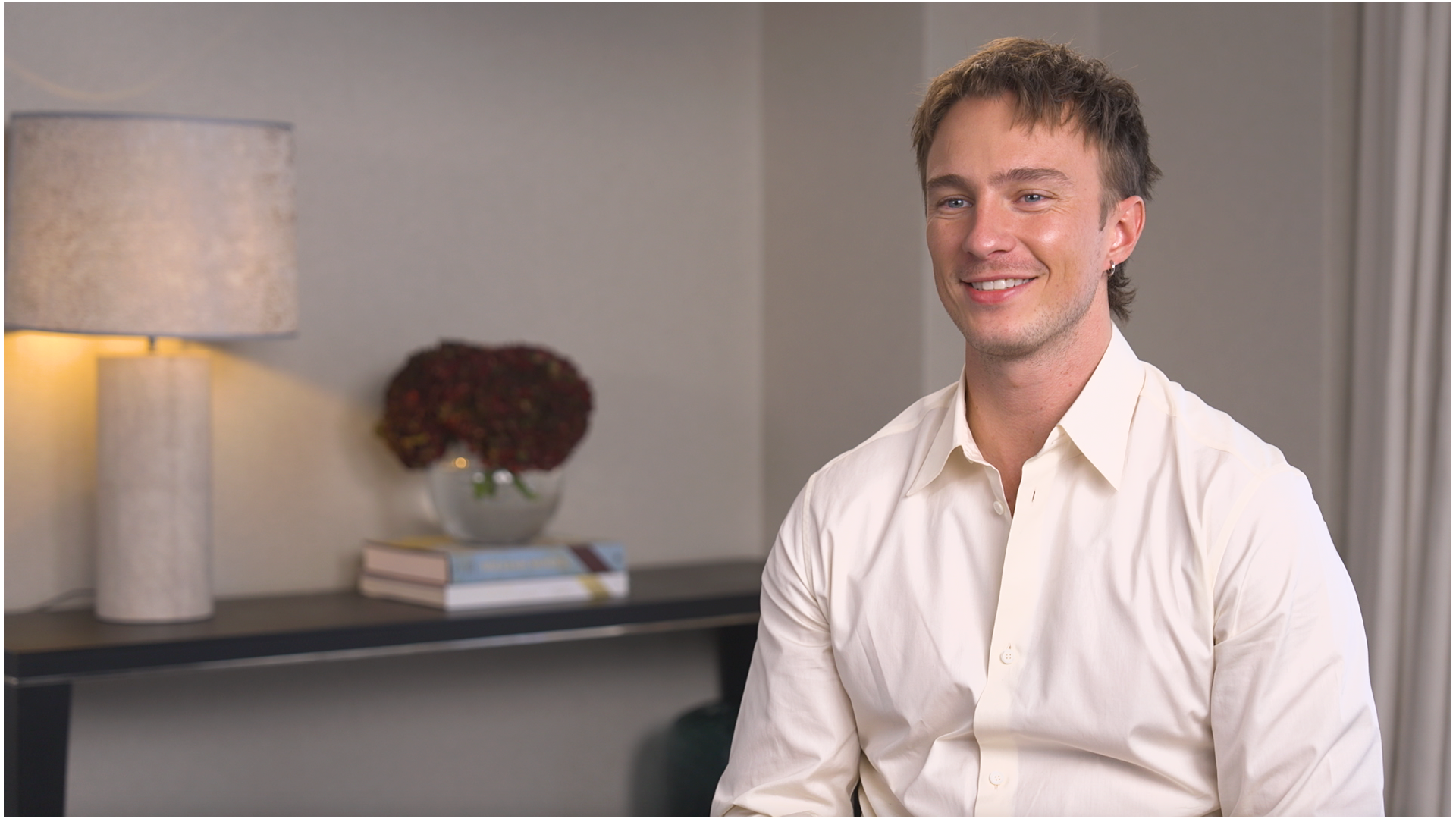 Drew Starkey at the junket for 2024 film Queer