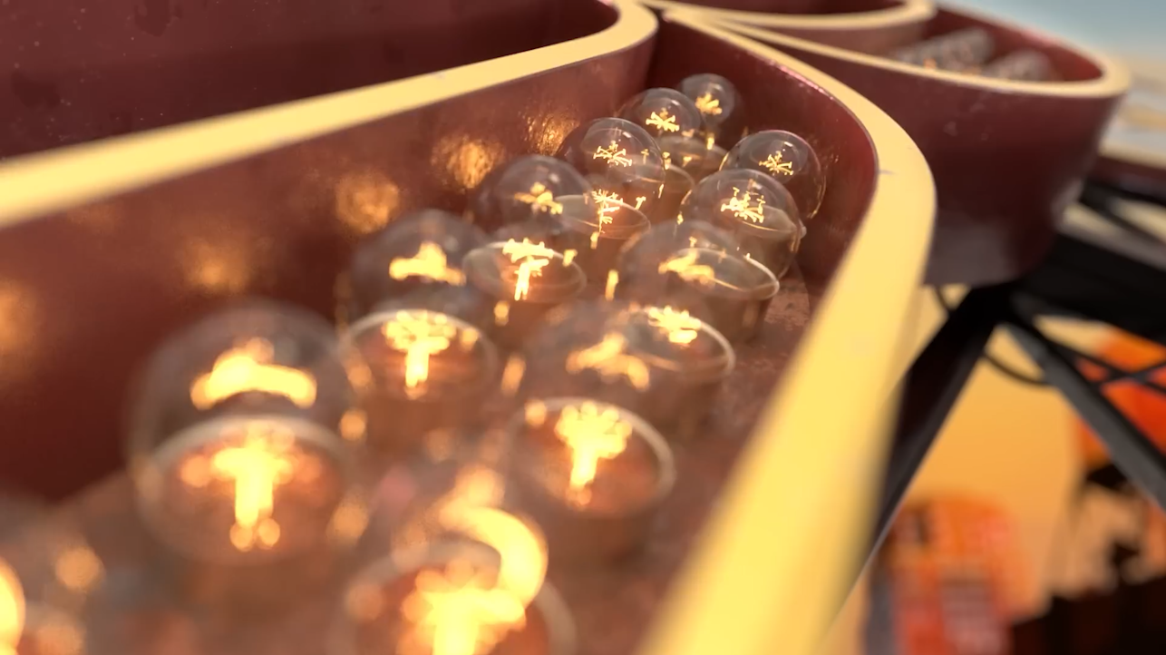 A close-up of the light showcasing the details of our work