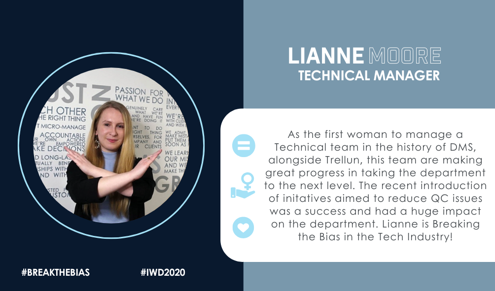 Technical Manager Lianne for International Women's Day 2020